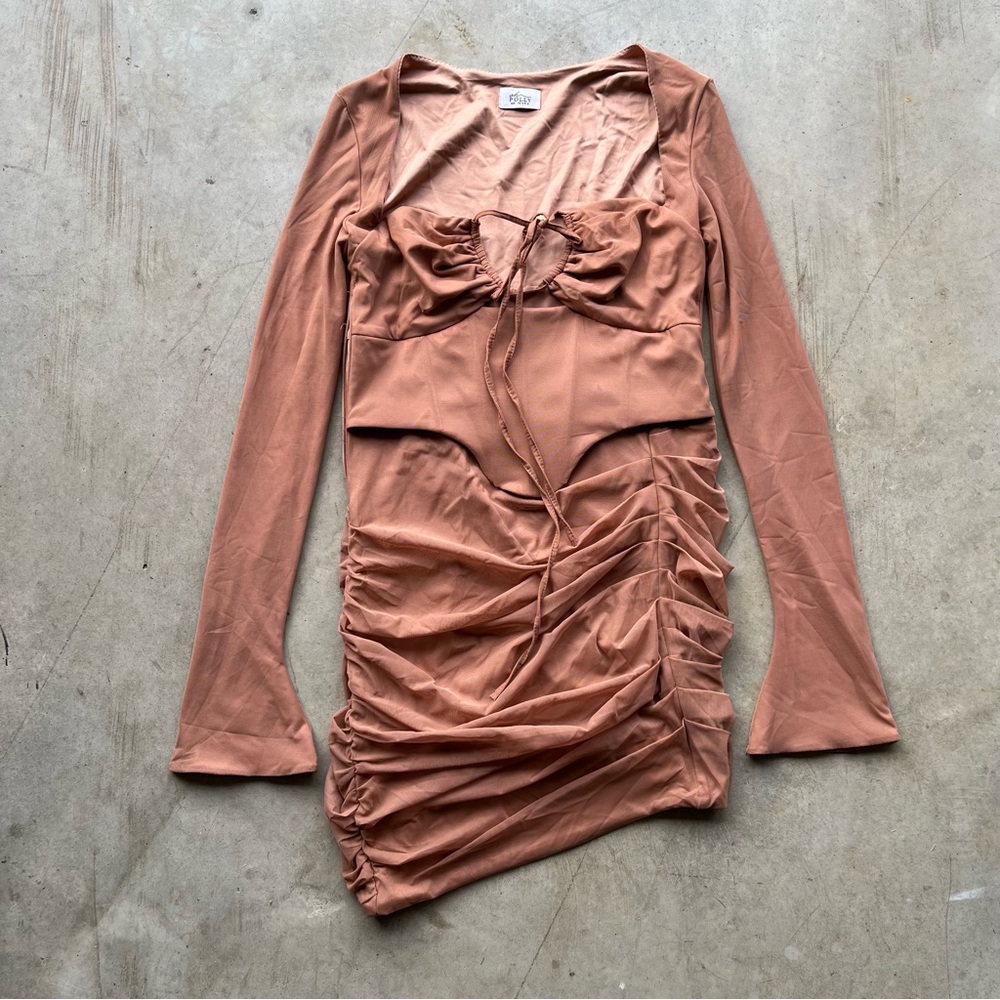 oh polly terracotta long sleeve dress